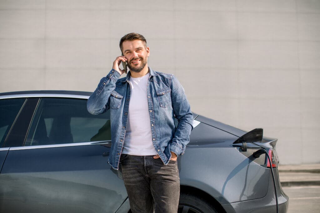Man calling while charging